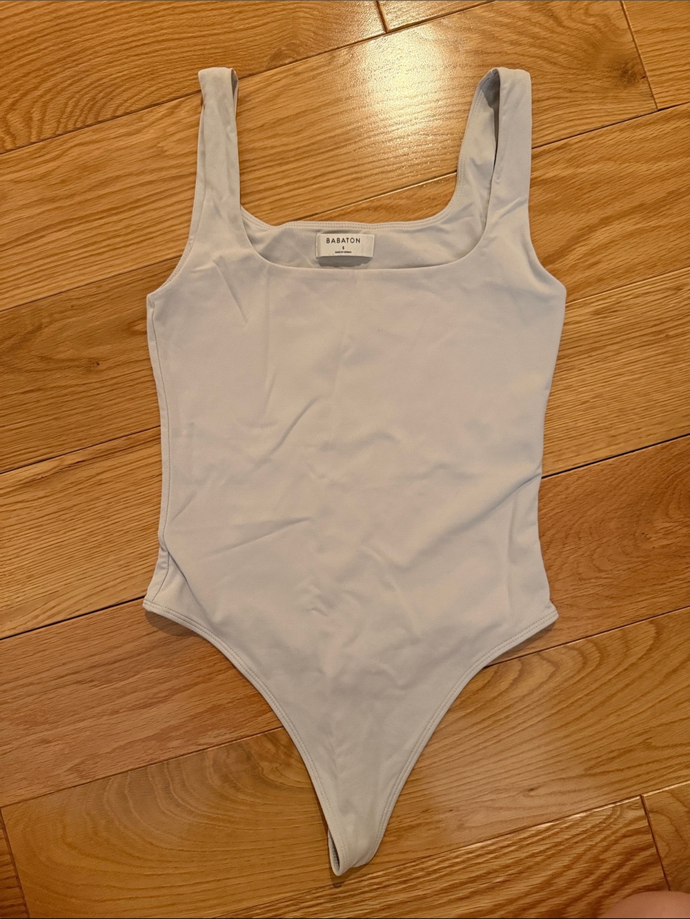 Babaton Light Blue Square-Neck Bodysuit